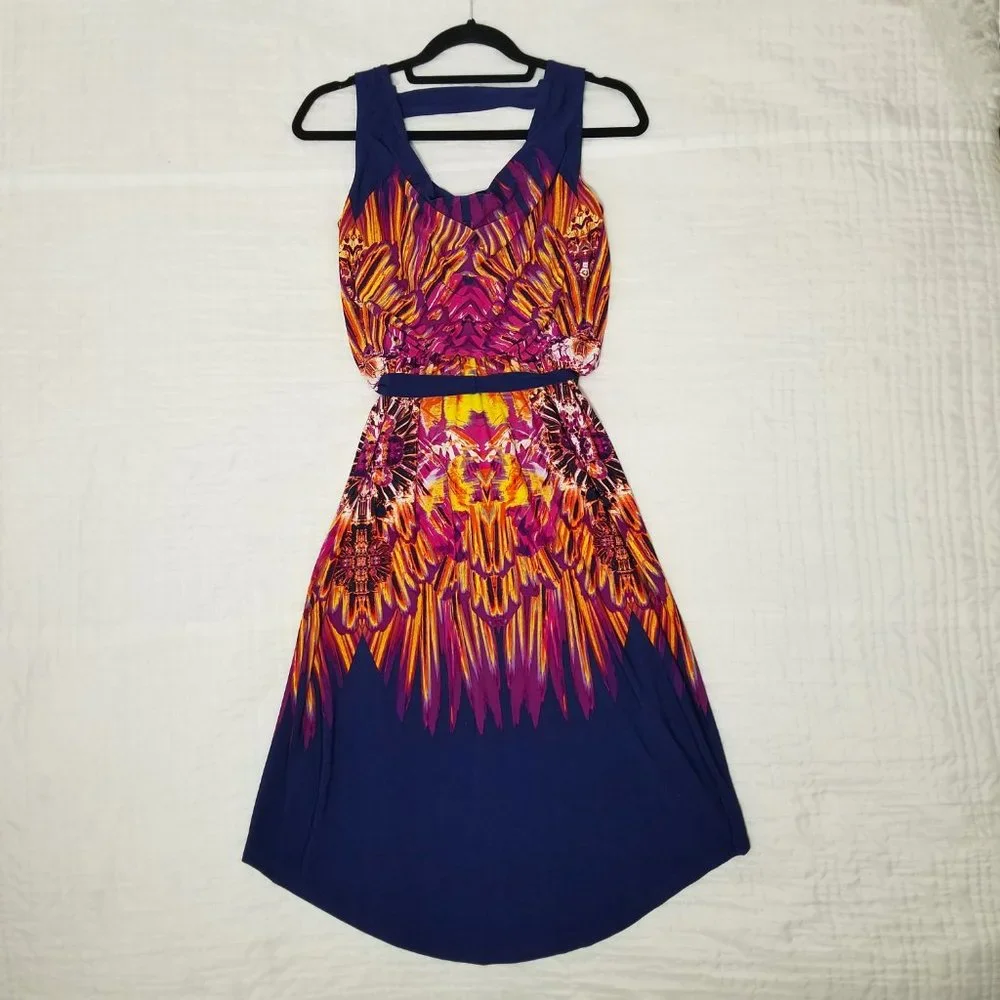 Fenn Wright Manson Womens 4 Sleeveless High-Low Blue Purple Yellow Orange Dress - Picture 10 of 16